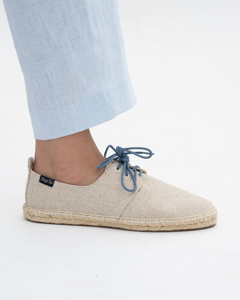 Beige lace up espadrille shoe