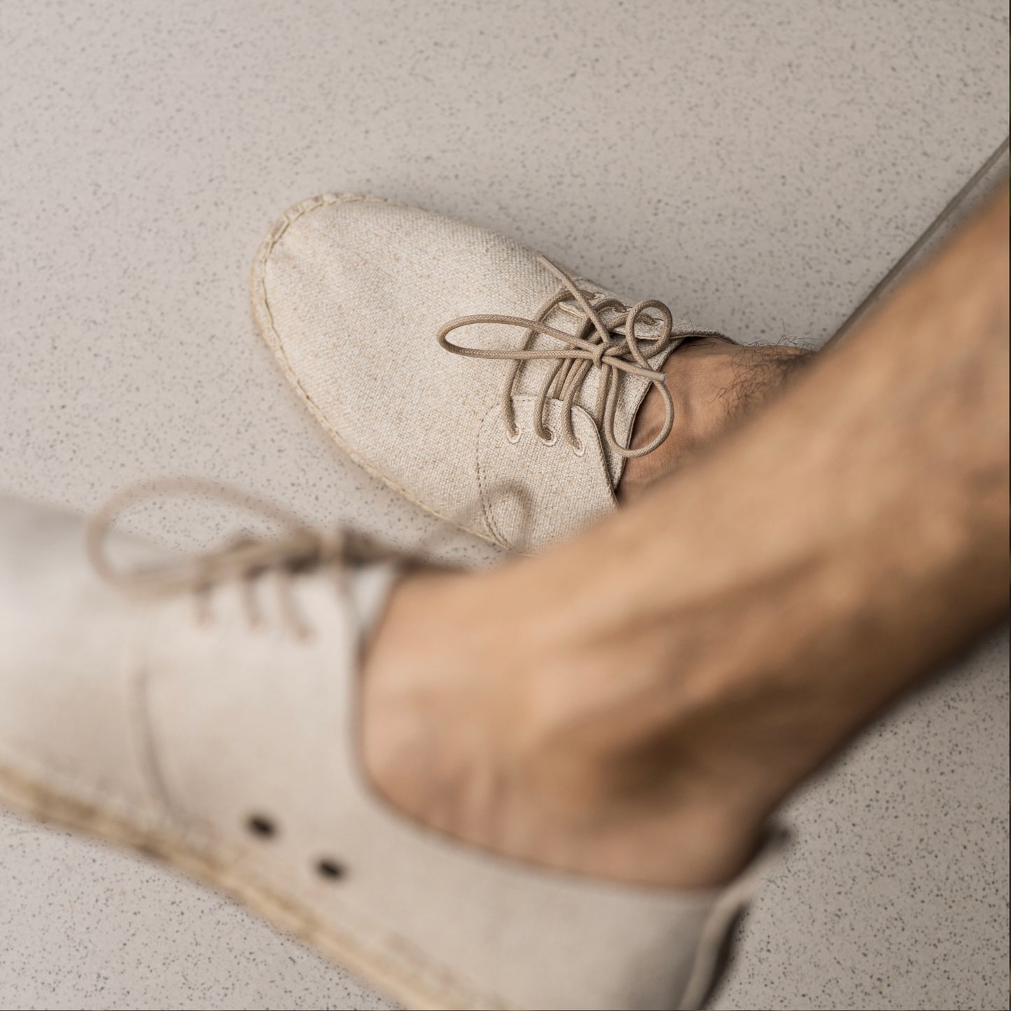 Beige lace up espadrille shoe