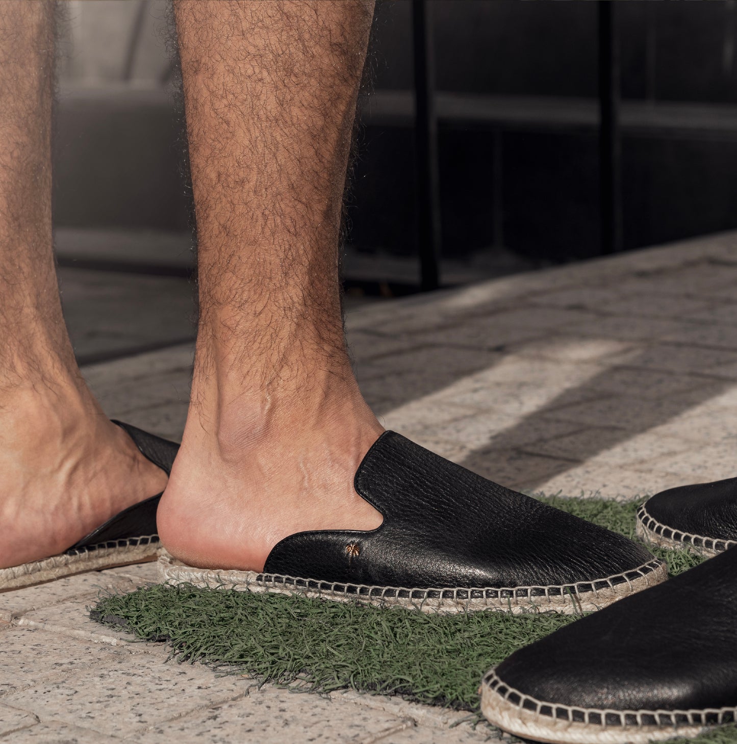 Black Leather Mules Espadrilles