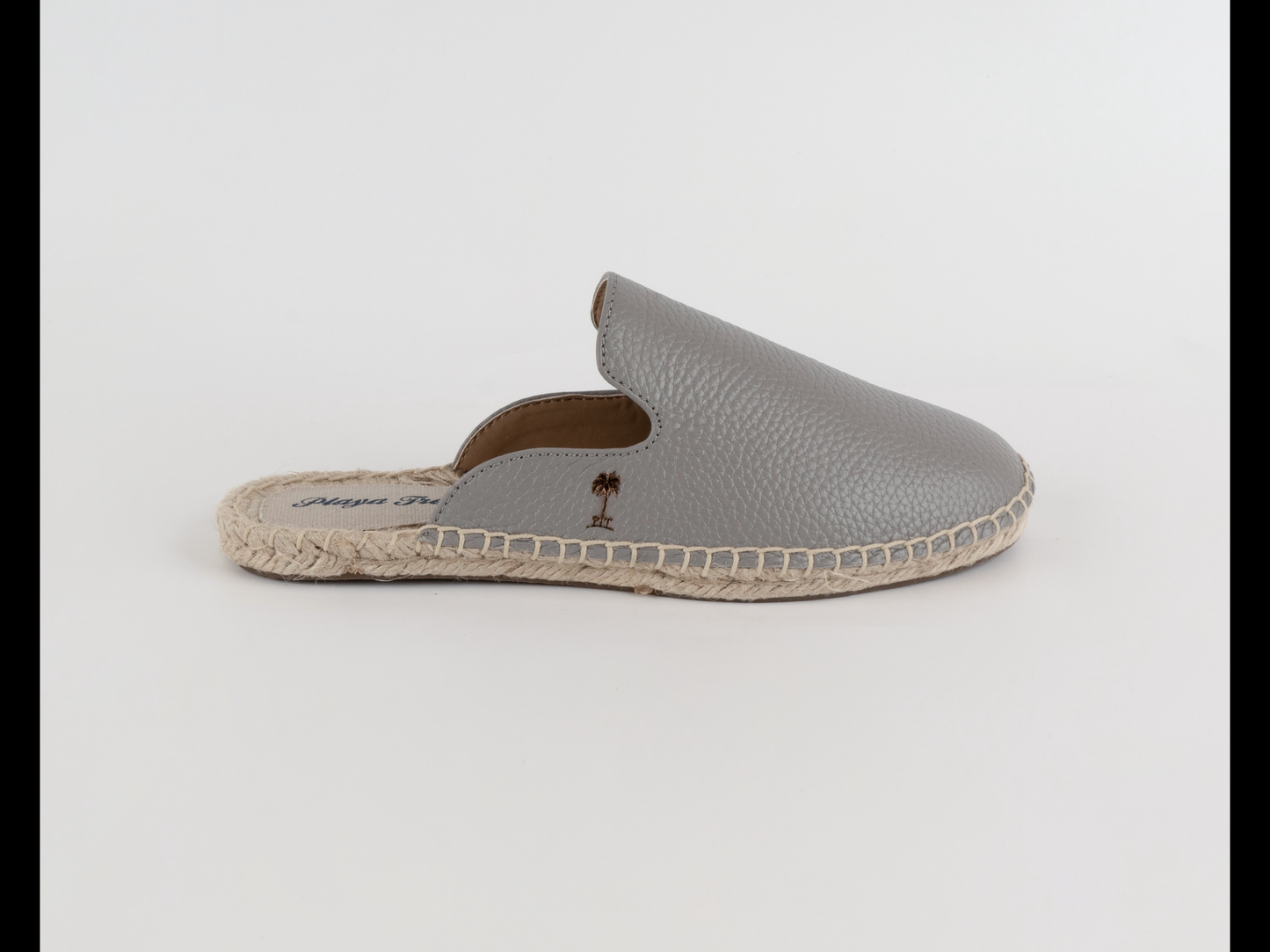 Grey Leather Mules Espadrilles