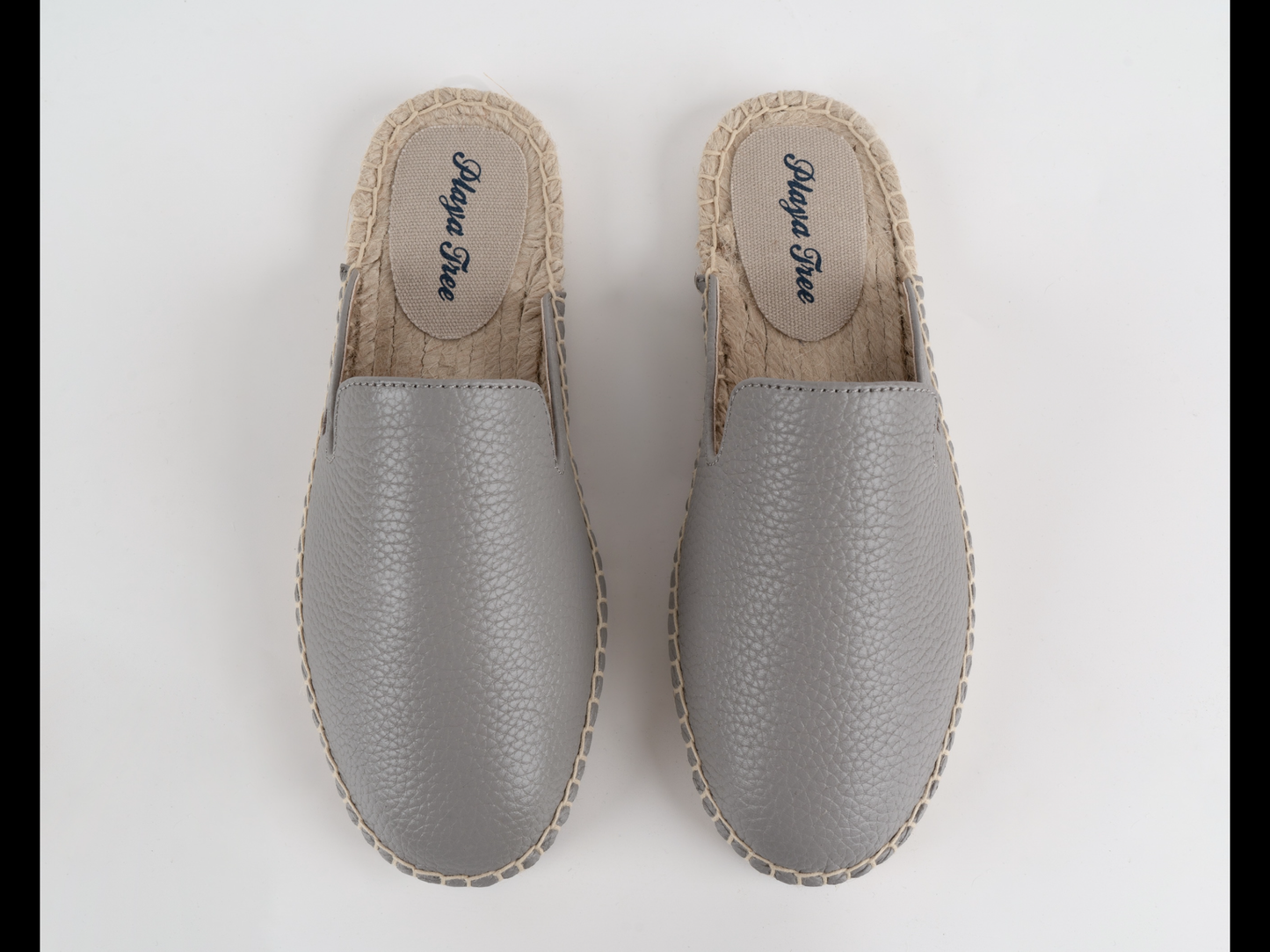 Grey Leather Mules Espadrilles