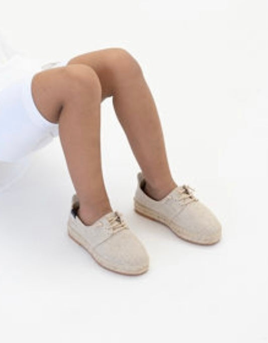 Kids-mini Beige lace up espadrille shoe