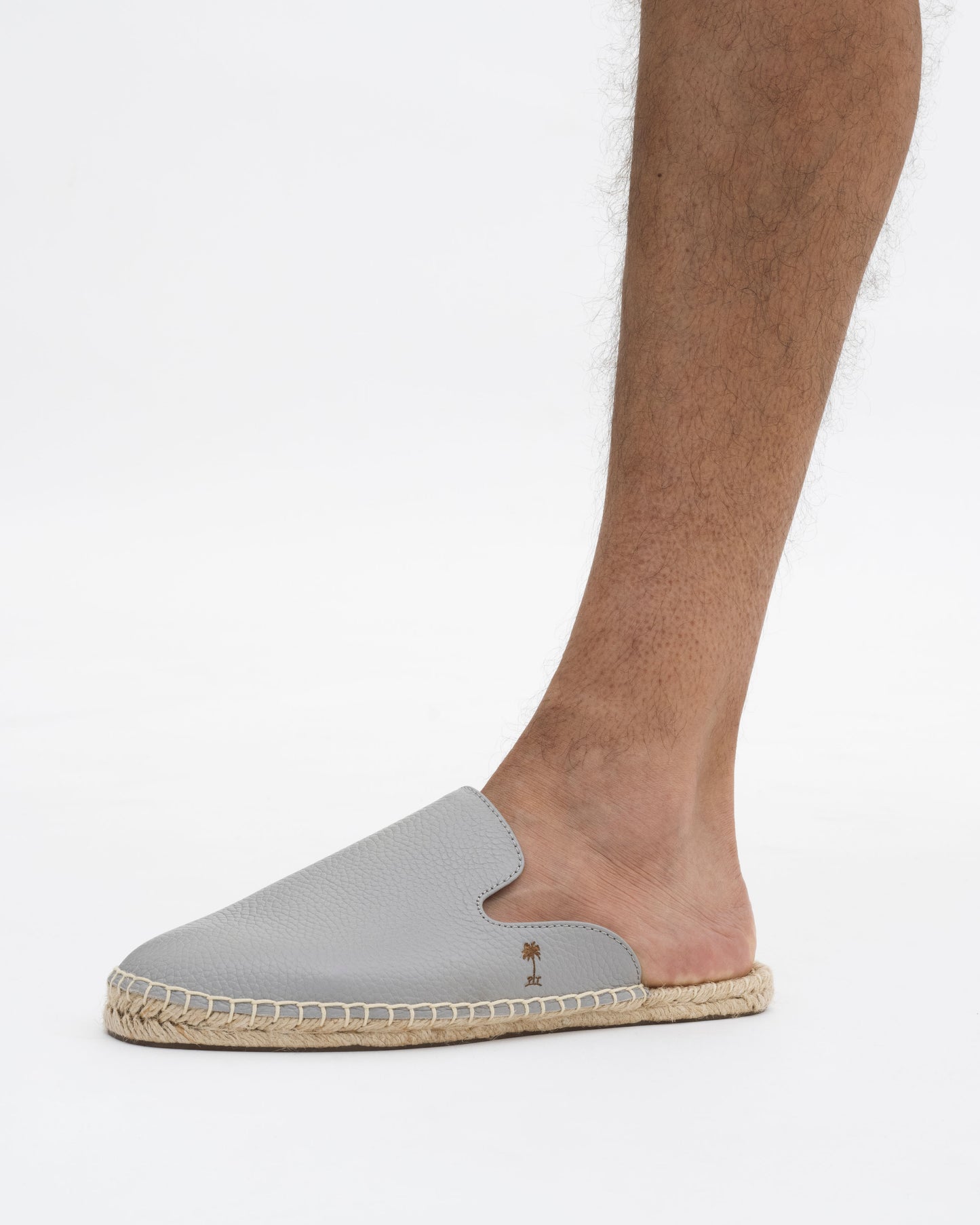 Grey Leather Mules Espadrilles