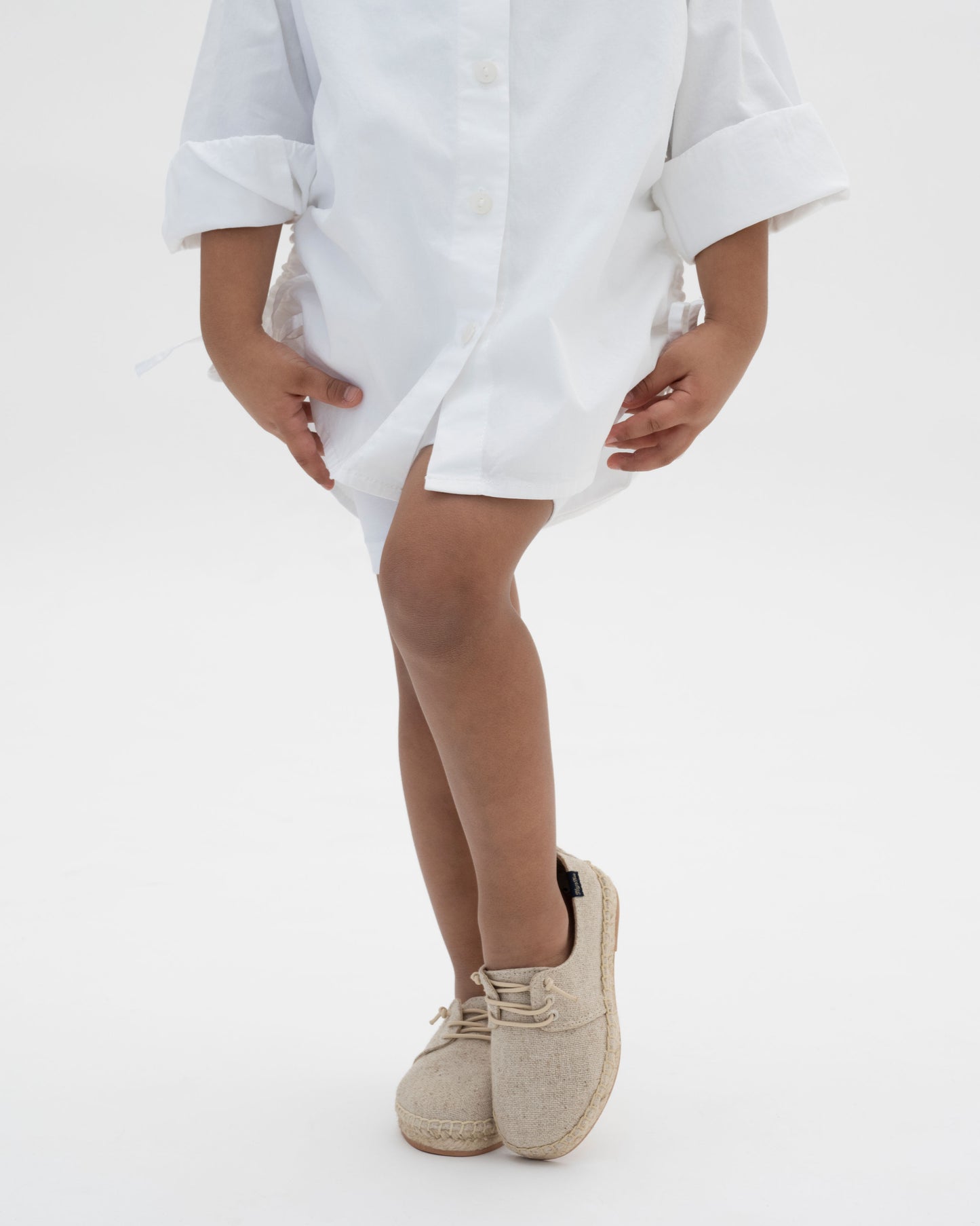 Kids-mini Beige lace up espadrille shoe