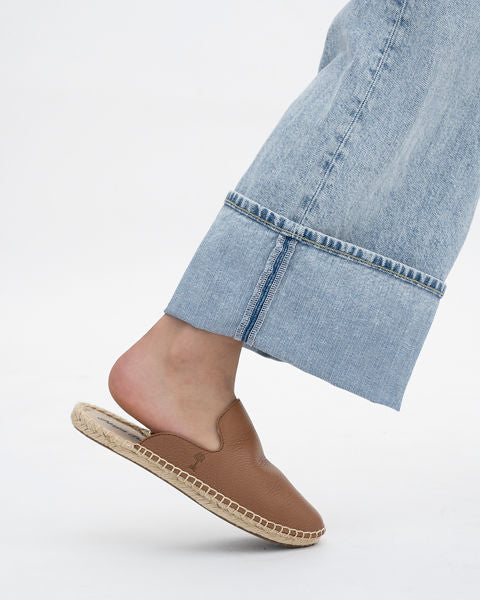 Brown(Tan) Leather Mules Espadrilles