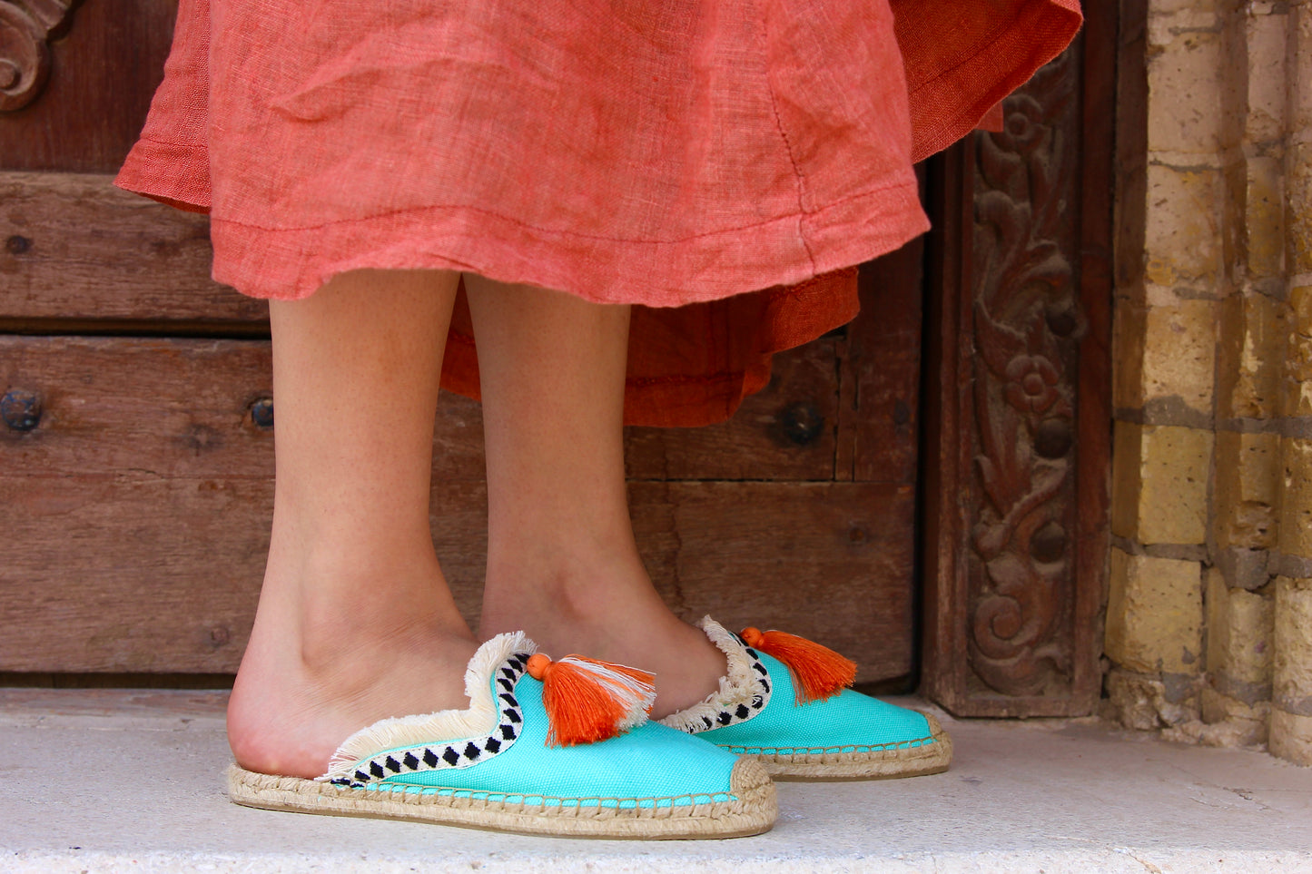 Turquoise Gomera Mules Espadrilles