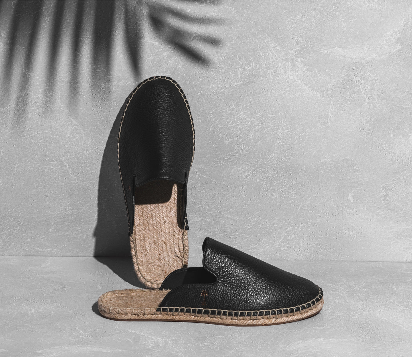 Black Leather  Mules Espadrilles