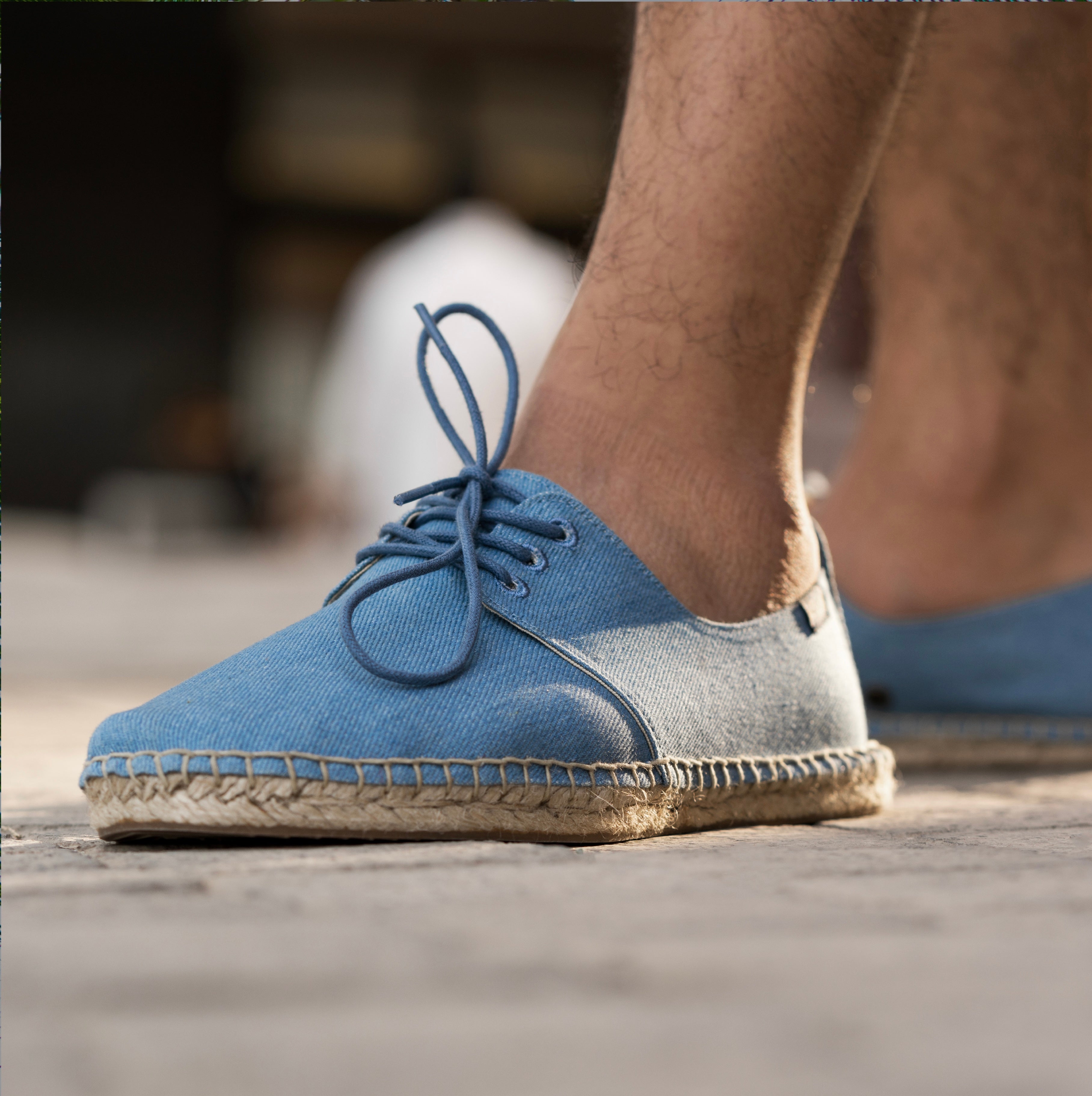 Blue lace up espadrille shoe La playa tree